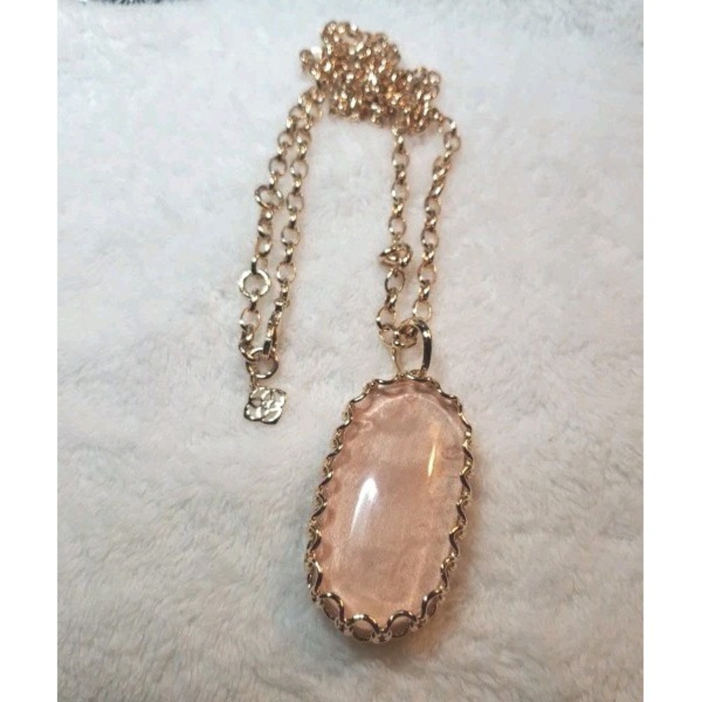 KENDRA SCOTT Rose Gold plated Macrame Reid Long  Necklace Blush
